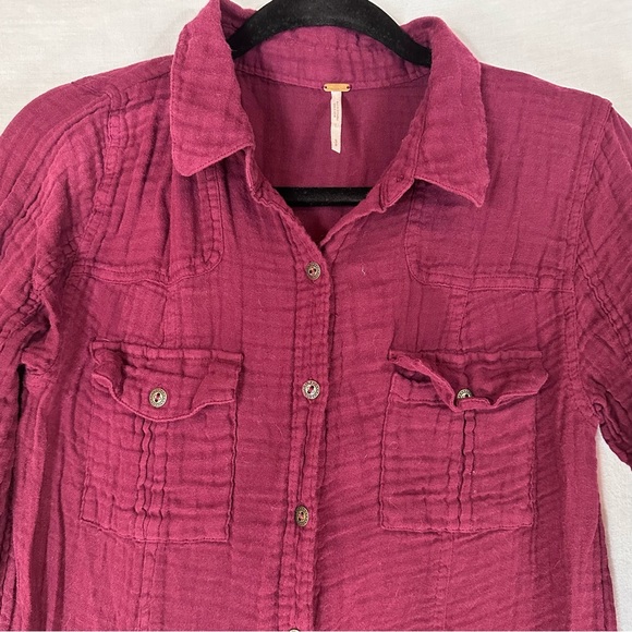 Free People Gauze Button Down Dress Tunic S - Picture 3 of 6